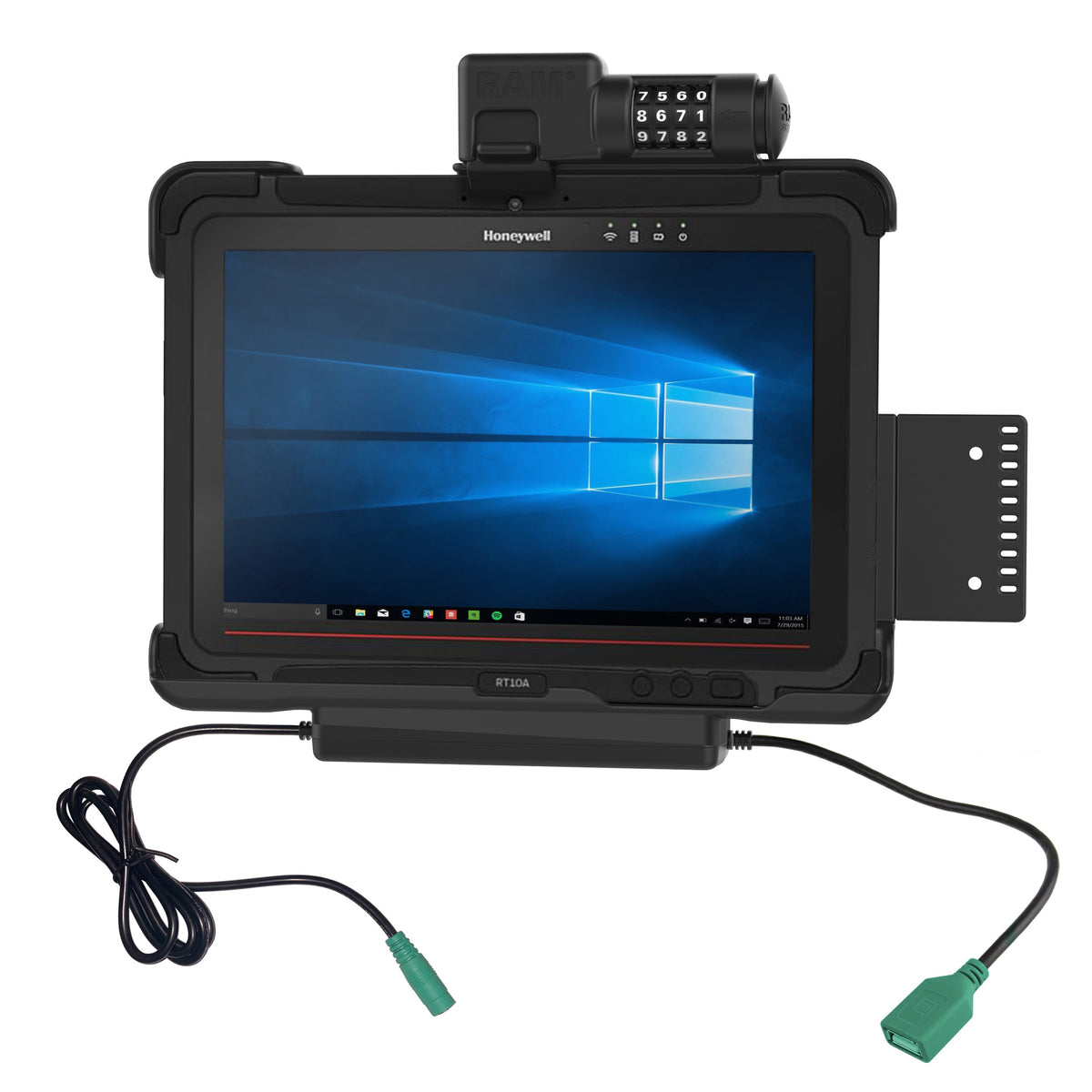 RAM Mounts combo-locking power + data dock for Honeywell RT10 rugged tablet – product photo