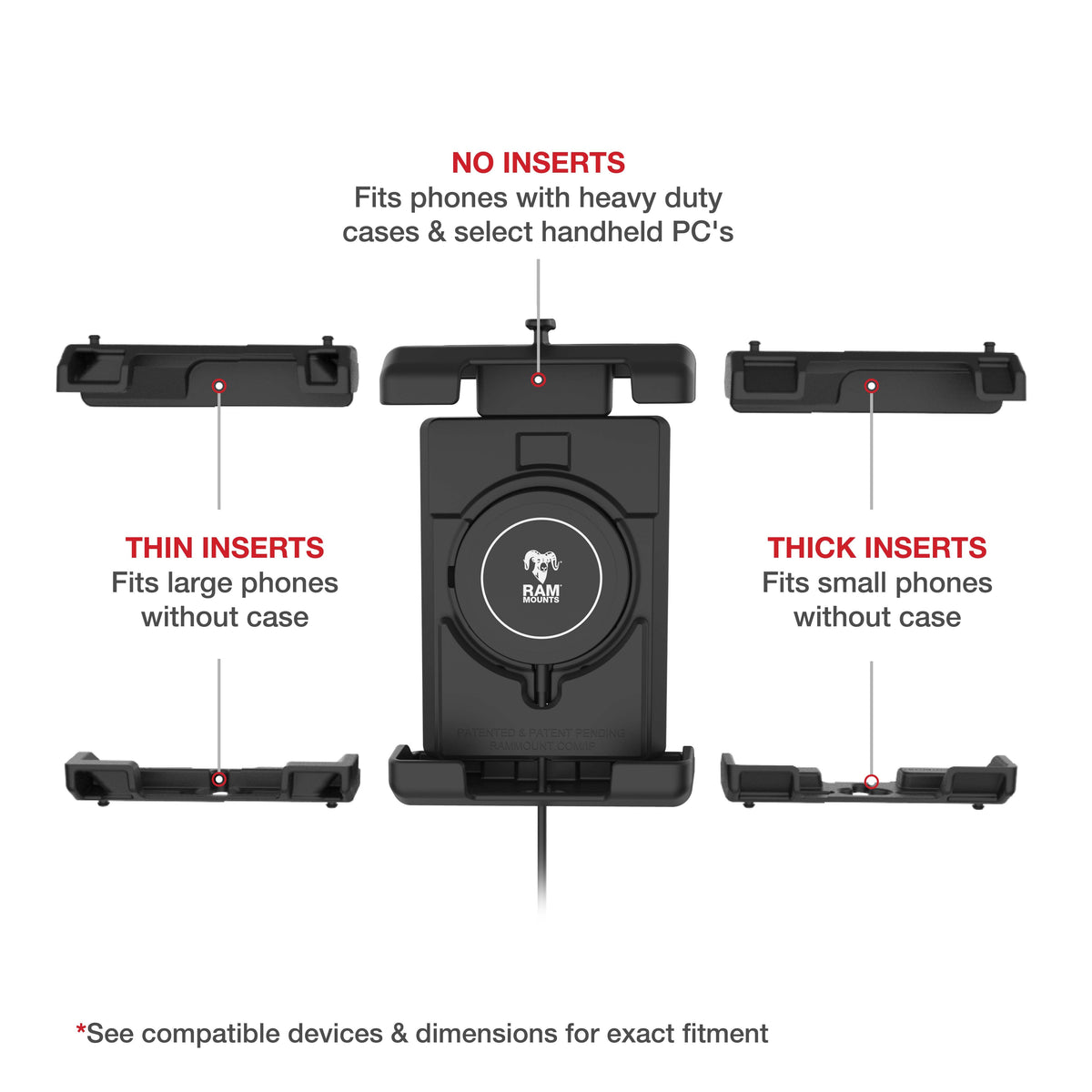 RAM Mounts Quick-Grip Pro XL phone holder with ball and Qi2 15 W wireless charger – further product photo