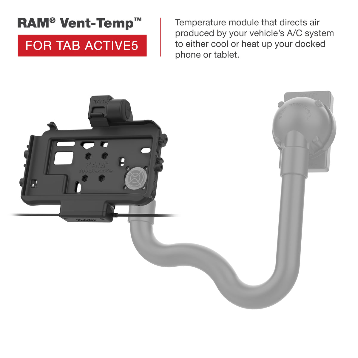 RAM Mounts Thin-Dock Powered Dock + USB-C & USB-A Data for Samsung Tab Active5 and 3 – additional view