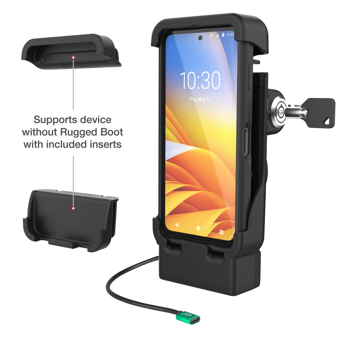 RAM Mounts key-locking powered USB-C vehicle dock for Zebra EM45 – additional view