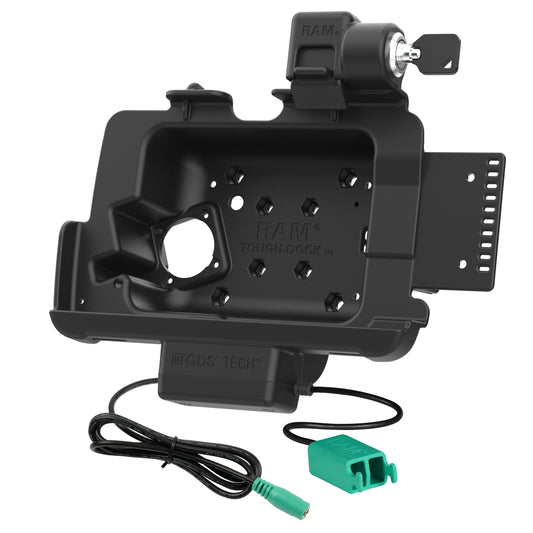 RAM Mounts locking Tough-Dock power + dual USB for Zebra ET40, ET45 and ET401 8-inch tablets with Rugged Frame – alternative view