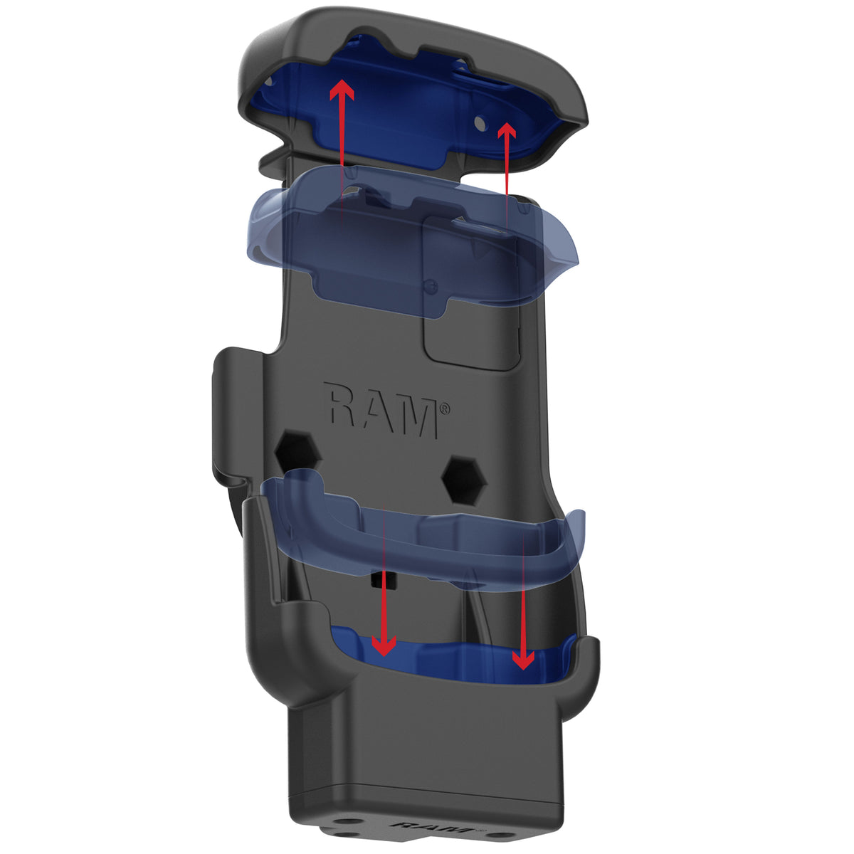 RAM Mounts Form-Fit Powered Dock (USB-A) for Zebra TC22 and TC27 without Rugged Boot – another angle