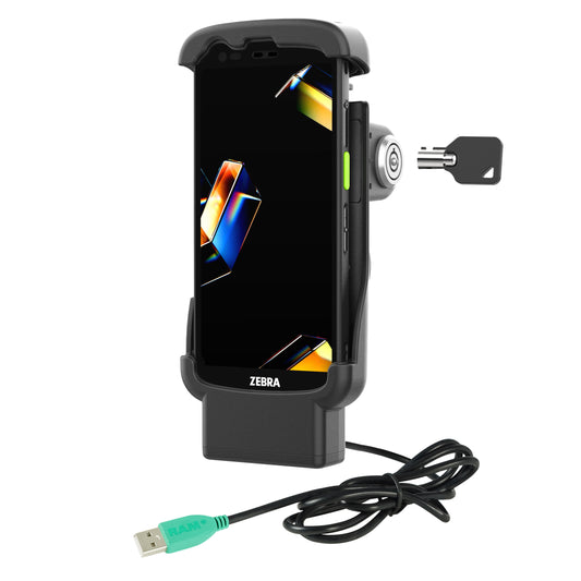 RAM Mounts Key-Locking Form-Fit Powered Dock (USB-A) for Zebra TC22 and TC27 without Rugged Boot – main product photo