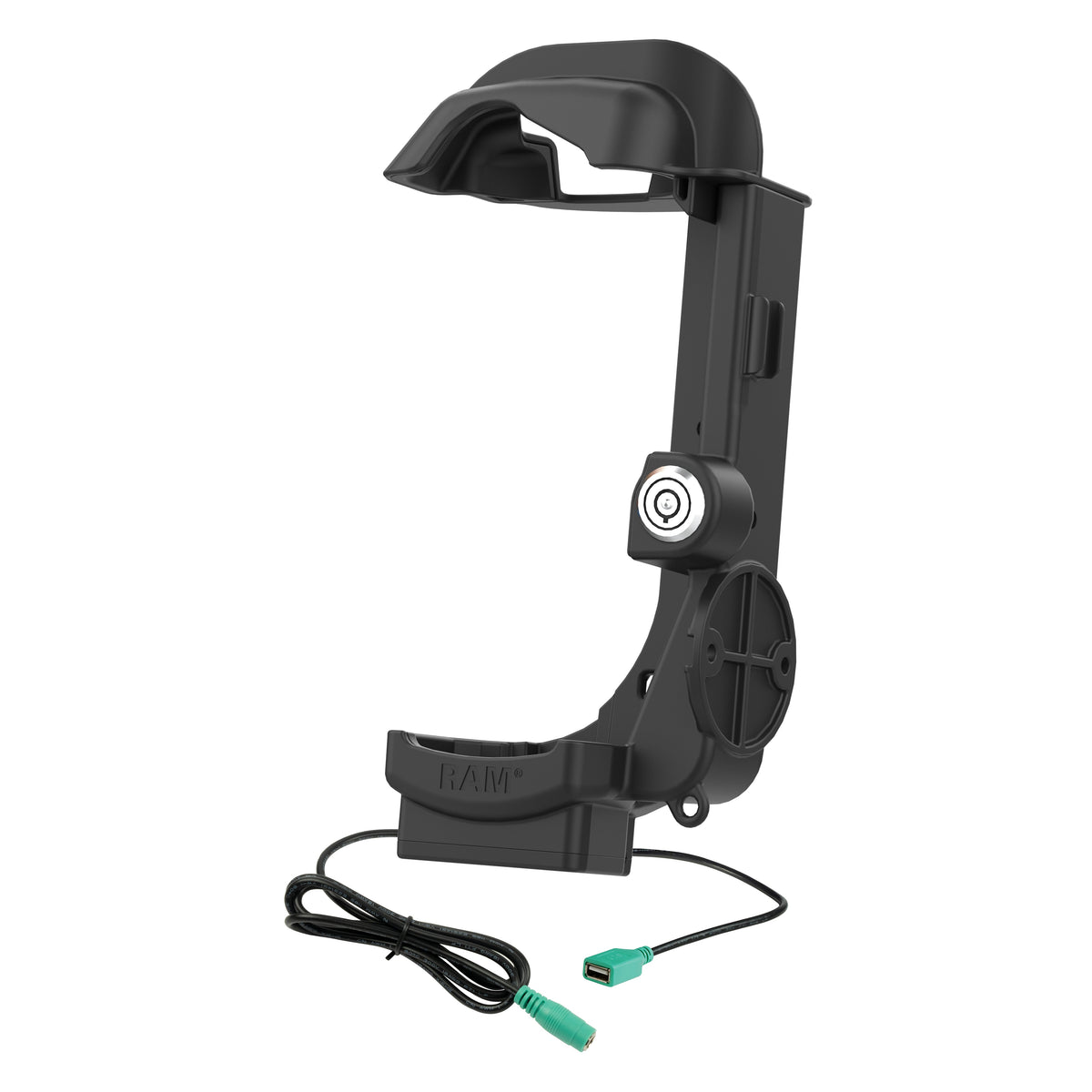 RAM Mounts key-locking powered dock with USB-A for Zebra MC9400 and MC9300 – alternative view