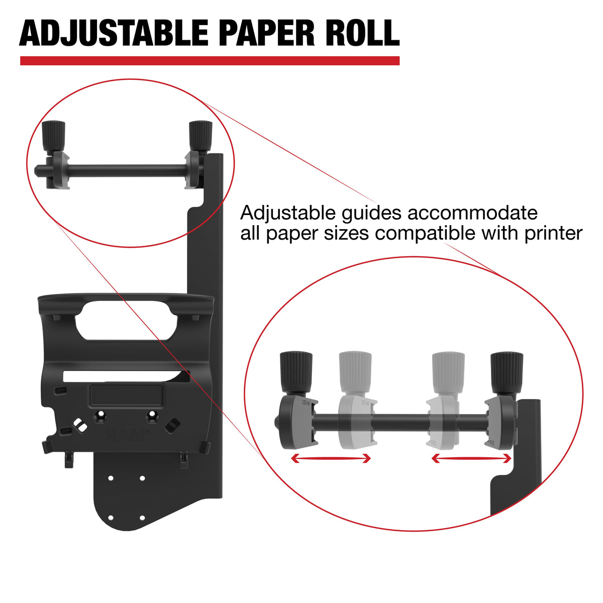 RAM Mounts printer mount with paper feed for Zebra ZQ630 series – additional view
