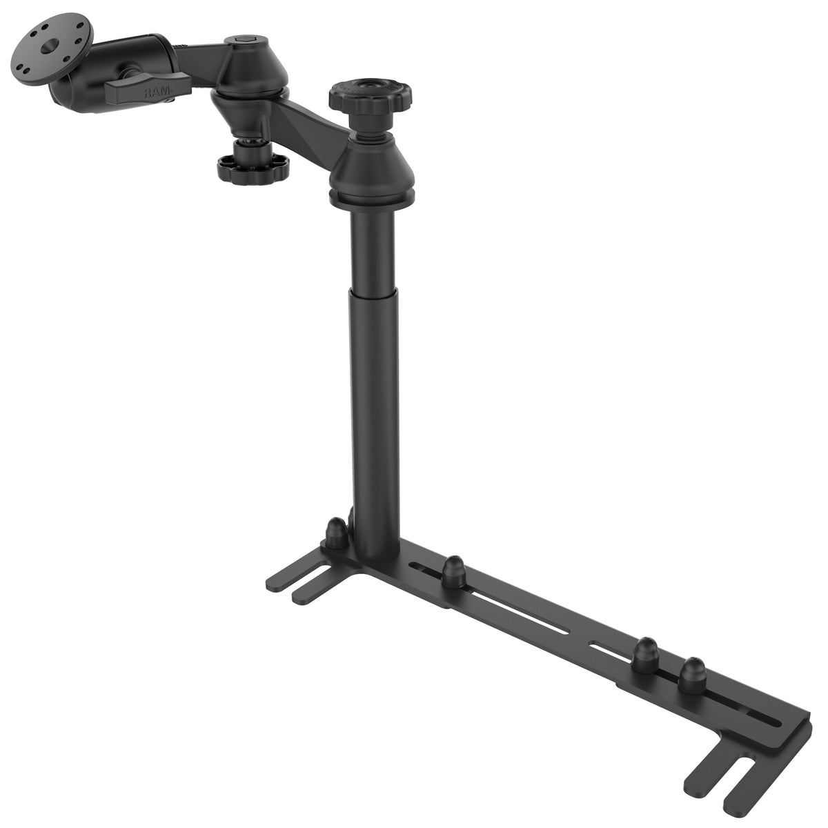 RAM Mounts No-Drill universal vehicle floor mount with dual swing arms – product photo