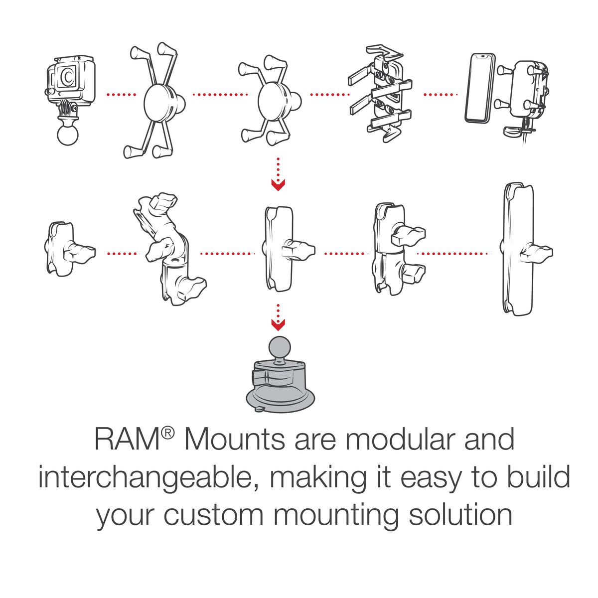 RAM Mounts B-size Twist-Lock composite suction cup base with diamond ball base (RAP-B-224-1U) – additional view