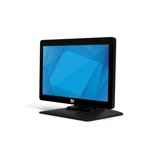 Elo 1502L 15.6-inch PCAP touchscreen with stand, left view