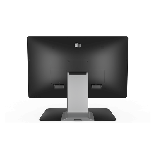 Elo 2203LM 21.5" medical touch monitor, black, with stand – angled view