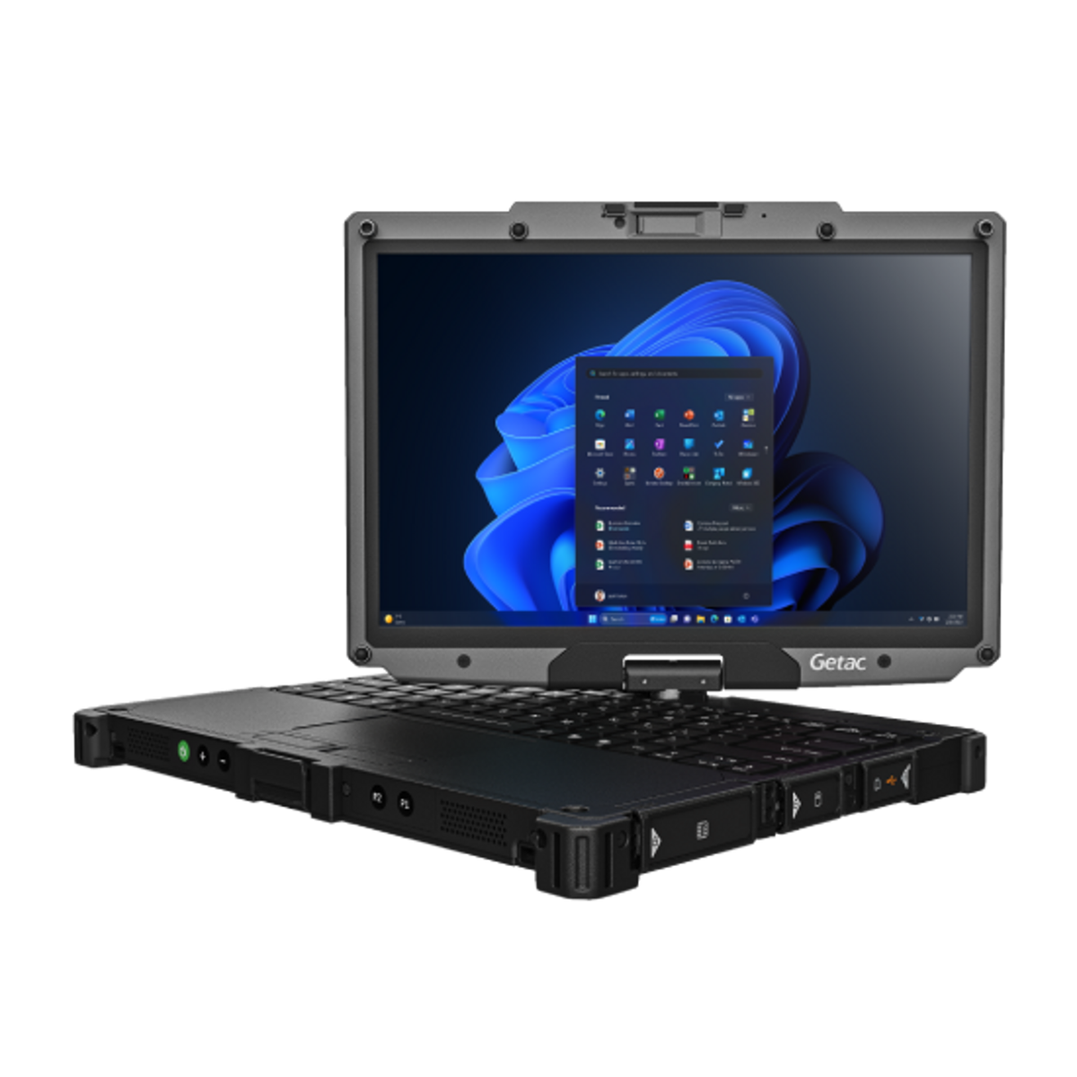 Getac V120 VV116YEDBDBA right three-quarter view with sealed port covers