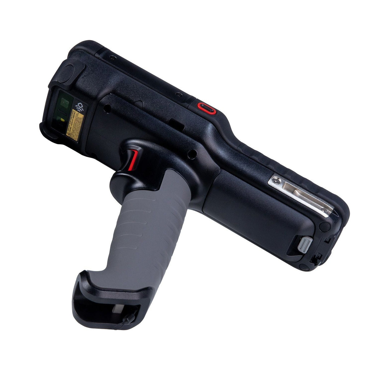 Honeywell CK67 ultra-rugged Android mobile computer, 51-key alphanumeric keypad, FlexRangeXLR S0803 2D imager, Wi-Fi only (CK67-X0N-5EC1A2G) – back view with scan handle