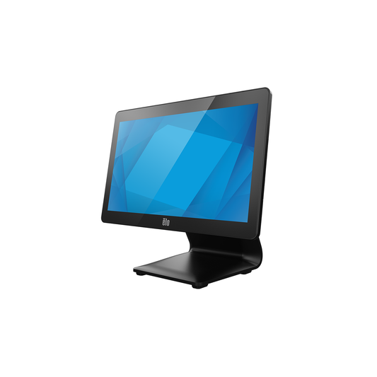 Elo I-Series 3 with Intel 15.6-inch touch computer E706421, left angled view with POS stand
