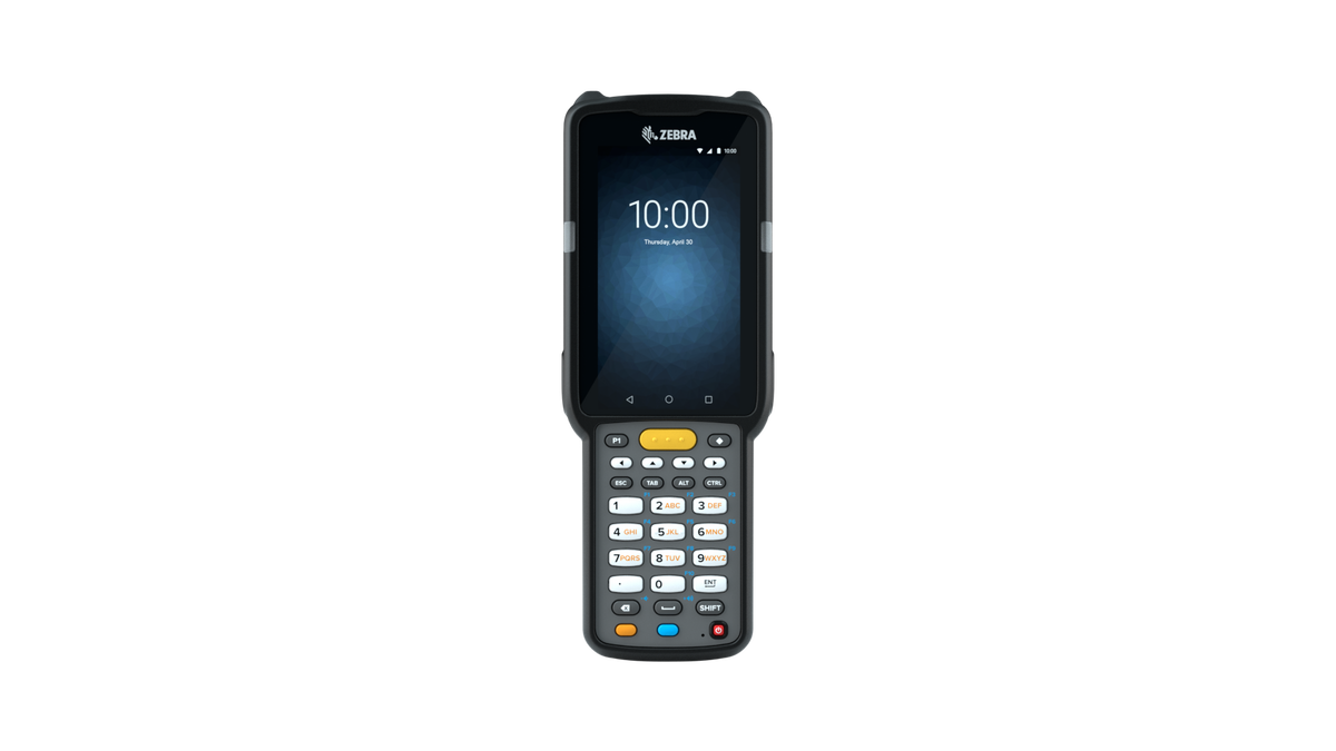 Zebra MC3300x rugged keypad mobile computer, straight shooter, 29-key numeric keypad (MC330L-SA2EG4RW) – front view close-up