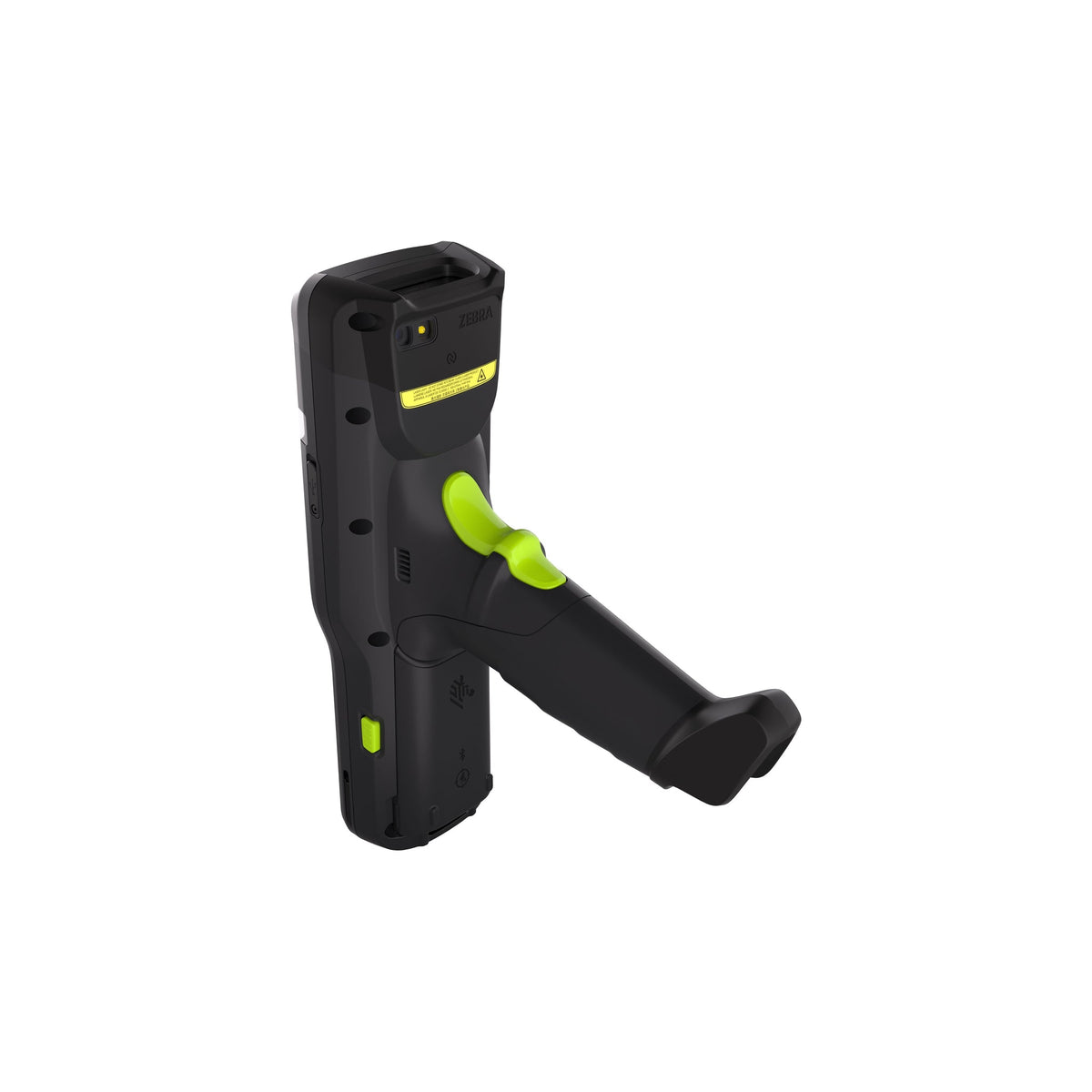 Zebra MC3400 rugged keypad mobile computer, pistol grip, 47-key alphanumeric keypad (MC3401-0G1M54SS-A6) – back view with pistol grip