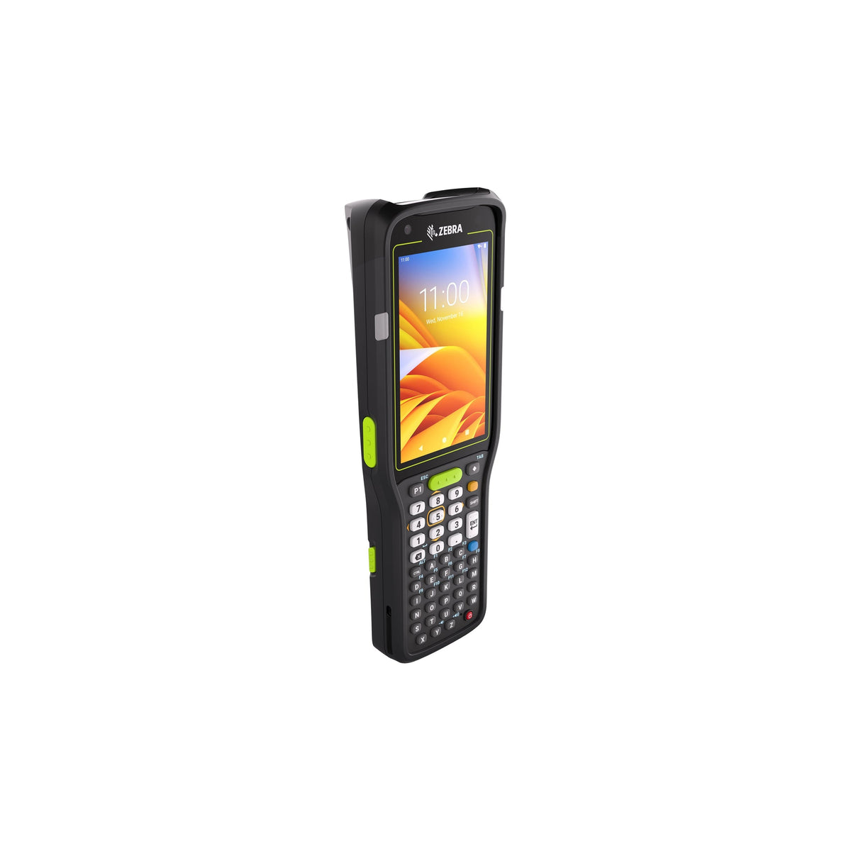 Zebra MC3400 rugged keypad mobile computer, straight shooter, 47-key alphanumeric keypad (MC3401-0S1J54SS-A6) – angled front view
