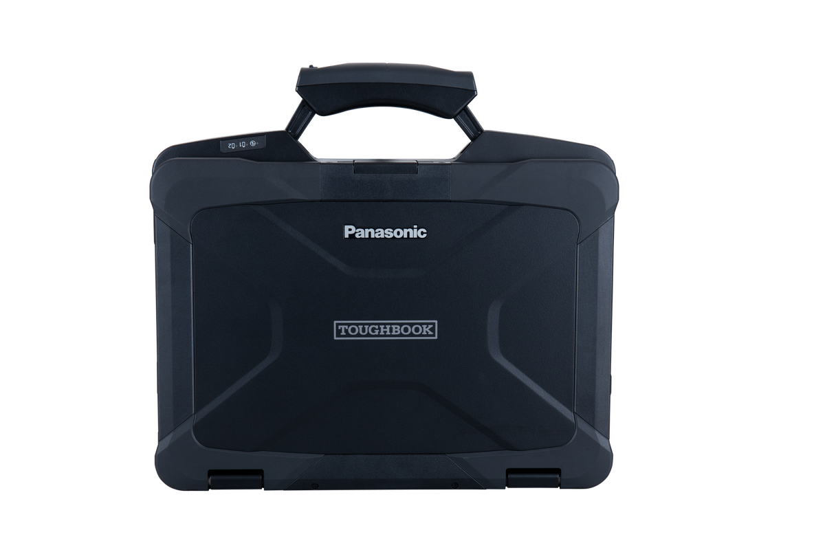Panasonic TOUGHBOOK 40 closed, IP66 magnesium-alloy rugged laptop chassis with carry handle
