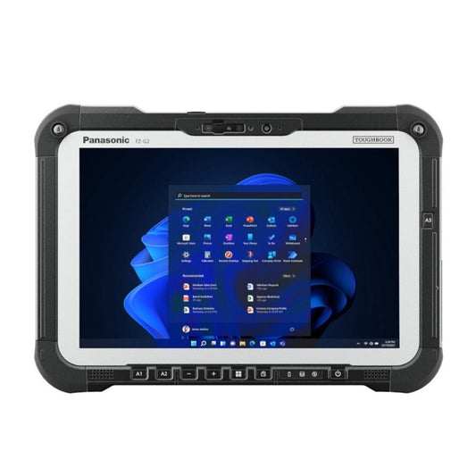 Panasonic TOUGHBOOK G2 mk3 rugged 10.1-inch Windows 11 tablet (Wi-Fi, micro-SD reader, fingerprint reader, Swiss plug), front view with sunlight-readable WUXGA touchscreen