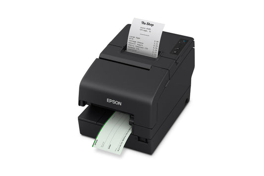Epson TM-H6000VI hybrid multifunction POS receipt printer, black, serial (C31CL25102) – processing a cheque and printing a receipt