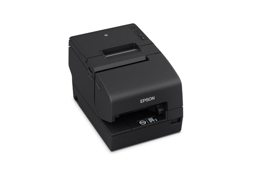 Epson TM-H6000VI hybrid multifunction POS receipt printer with MICR, black, serial (C31CL25112) – 3/4 view