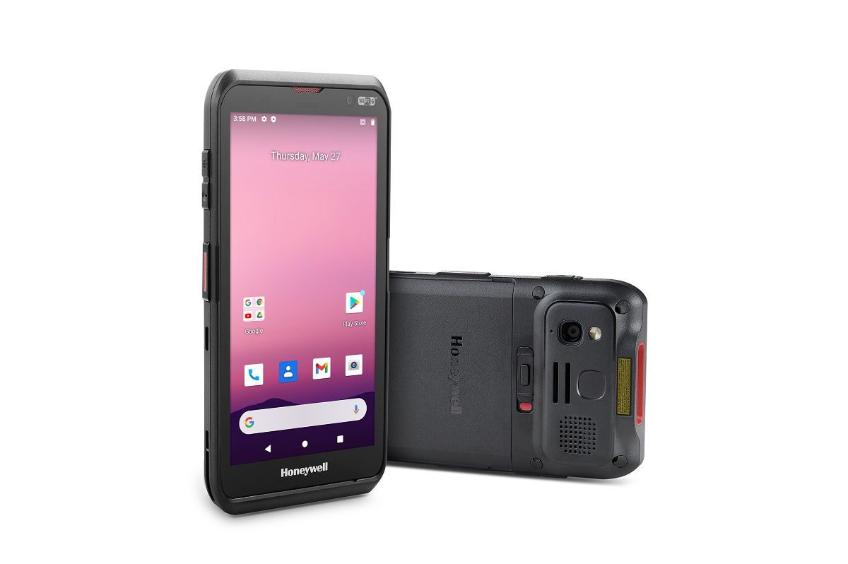 Honeywell ScanPal EDA56 Android mobile computer, Wi-Fi, S0703 2D imager (EDA56-00AE6BN21RK) – front and back angled view