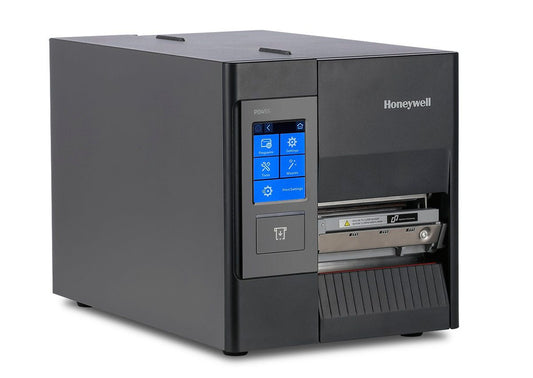 Honeywell PD45S industrial label printer, 3.5-inch colour touchscreen, tear bar, 300 dpi, thermal transfer (PD45S0FE010000300) – angled right view