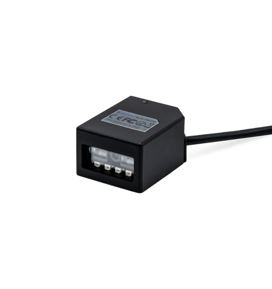 Newland FM100 fixed-mount 1D CCD scanner with 2 m USB extension cable (NLS-FM100GD-U) – 3/4 view with attached cable