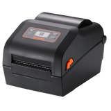 BIXOLON XD5-43d 4-inch direct thermal desktop label printer, black (XD5-43dEWK) – front view with LCD
