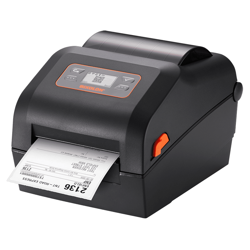 BIXOLON XD5-43d 4-inch direct thermal desktop label printer, LCD, black (XD5-43dOEWK) – printing a shipping label