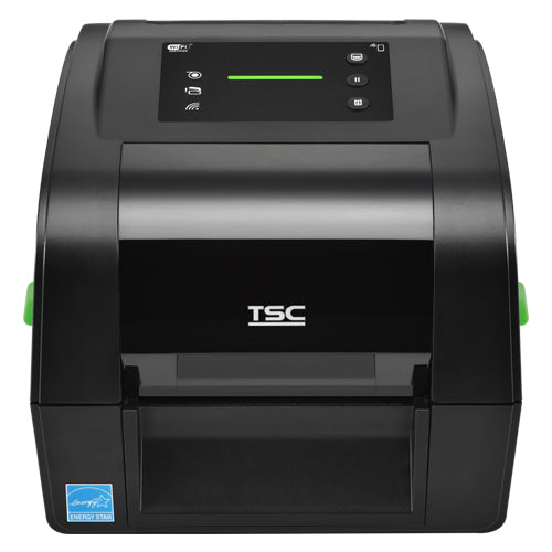 TSC TH240 4-inch desktop thermal transfer label printer, 203 dpi, LED, black (TH240-A001-1002) – front view, LED panel