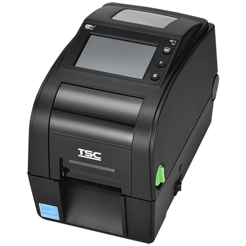 TSC TH220T 2-inch desktop thermal transfer label printer, 203 dpi, touch display, black (TH220-A001-0002) – front 3/4 view