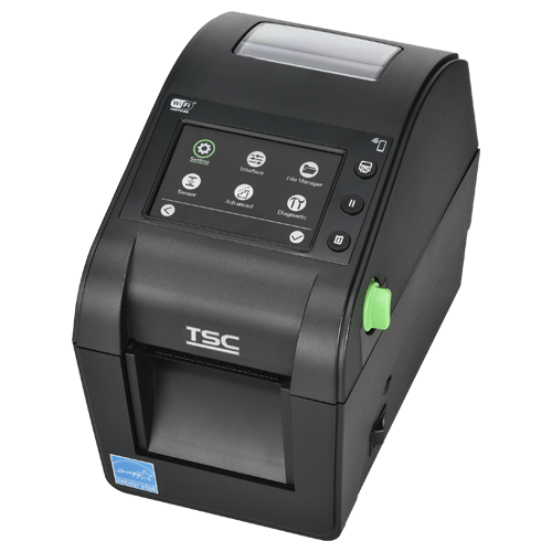 TSC DH220T 2-inch desktop direct thermal label printer, 203 dpi, touch display, black (DH220-A001-0002) – front view