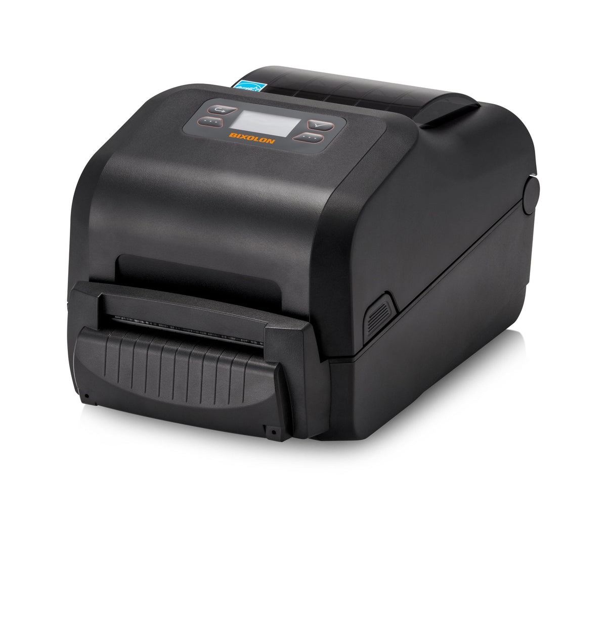 BIXOLON XD5-40IIt 4-inch thermal transfer desktop label printer, LCD, black (XD5-40IItOEWK/BEG) – angled view