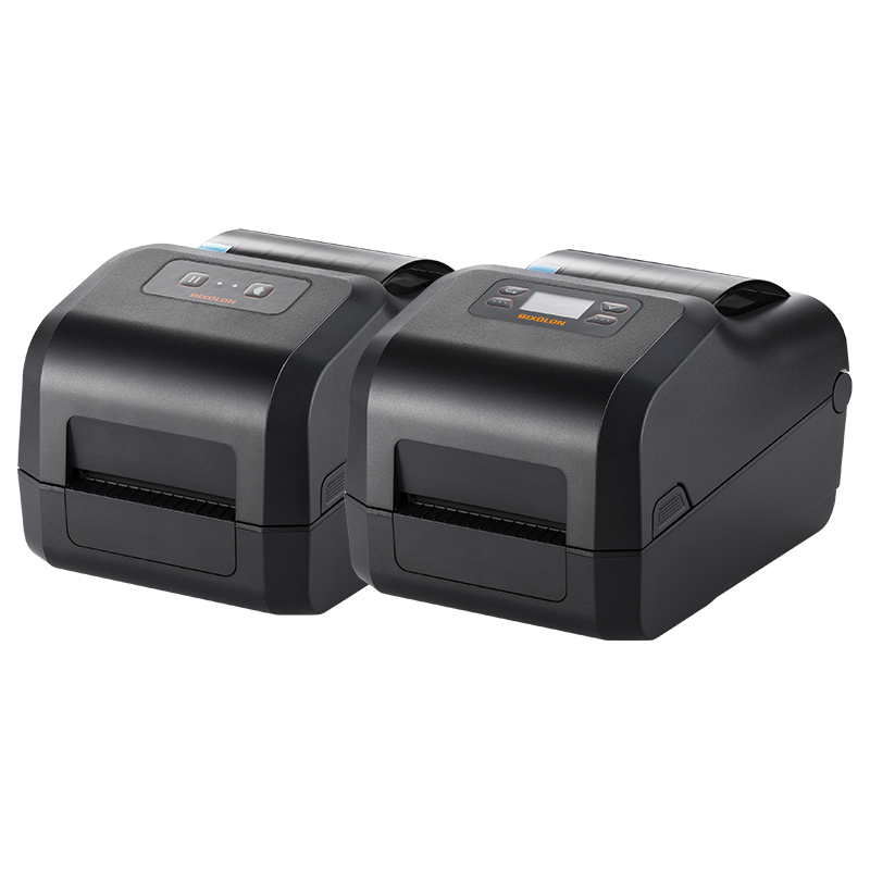 BIXOLON XD5-43IIt 4-inch thermal transfer desktop label printer, black (XD5-43IItEWK/BEG) – angled view