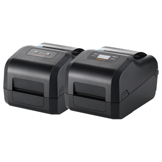 BIXOLON XD5-43IIt 4-inch thermal transfer desktop label printer, black (XD5-43IItEWK/BEG) – angled view