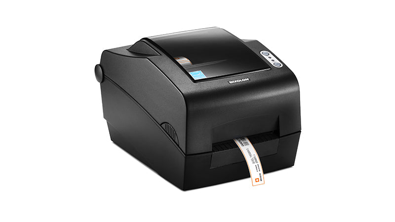 BIXOLON SLP-TX403 4-inch thermal transfer desktop label printer, dark grey (SLP-TX403EG/BEG) – side view