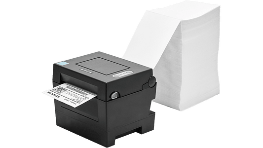BIXOLON SLP-DL410 compact desktop label printer, direct thermal, 203 dpi, USB + Ethernet, black (SLP-DL410EK/beg) – fanfold label printing