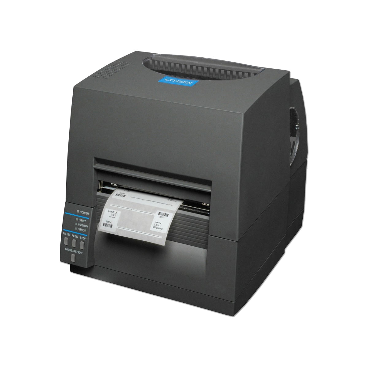 Citizen CL-S621II 4-inch thermal transfer desktop label printer, 203 dpi, USB and RS-232, black (CLS621IINEBXX) – printing a label