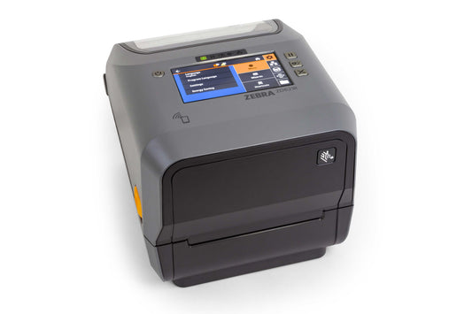 Zebra ZD621R 4-inch thermal transfer UHF RFID desktop label printer, grey, colour touch display, 300 dpi, tear-off, USB + Ethernet + RS-232 (ZD6A143-30EFR2EZ) – right view