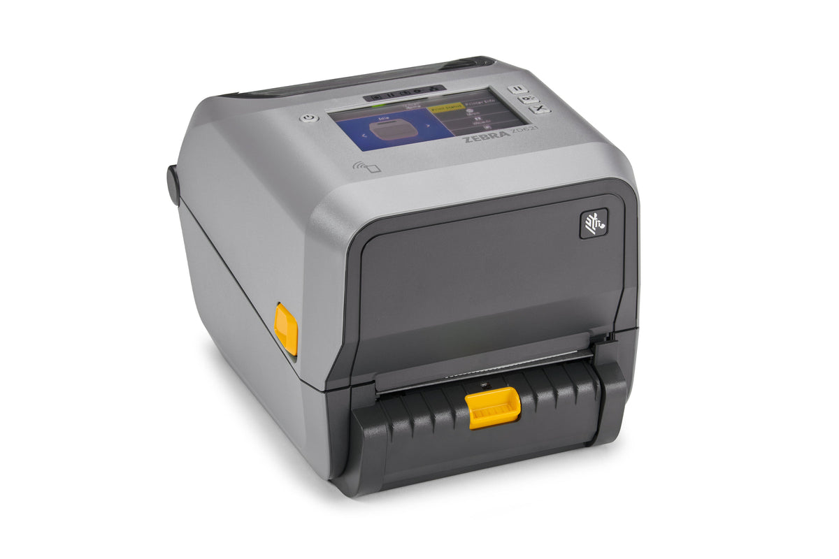 Zebra ZD621R 4-inch thermal transfer UHF RFID desktop label printer, grey, colour touch display, 300 dpi, cutter, USB + Ethernet + RS-232 (ZD6A143-32EFR2EZ) – cutter, right view