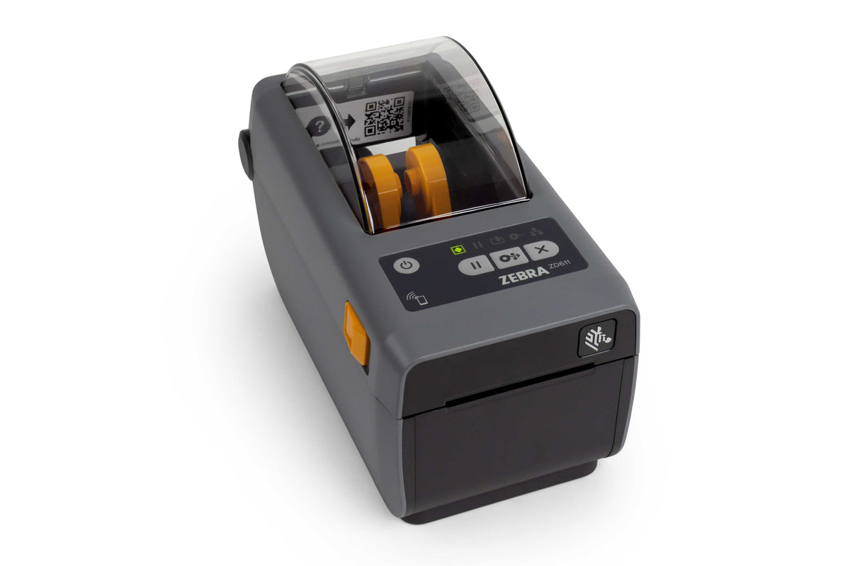 Zebra ZD611d 2-inch direct thermal desktop label printer, dark grey, 300 dpi, peeler, USB + Ethernet (ZD6A023-D1EE00EZ) – right view