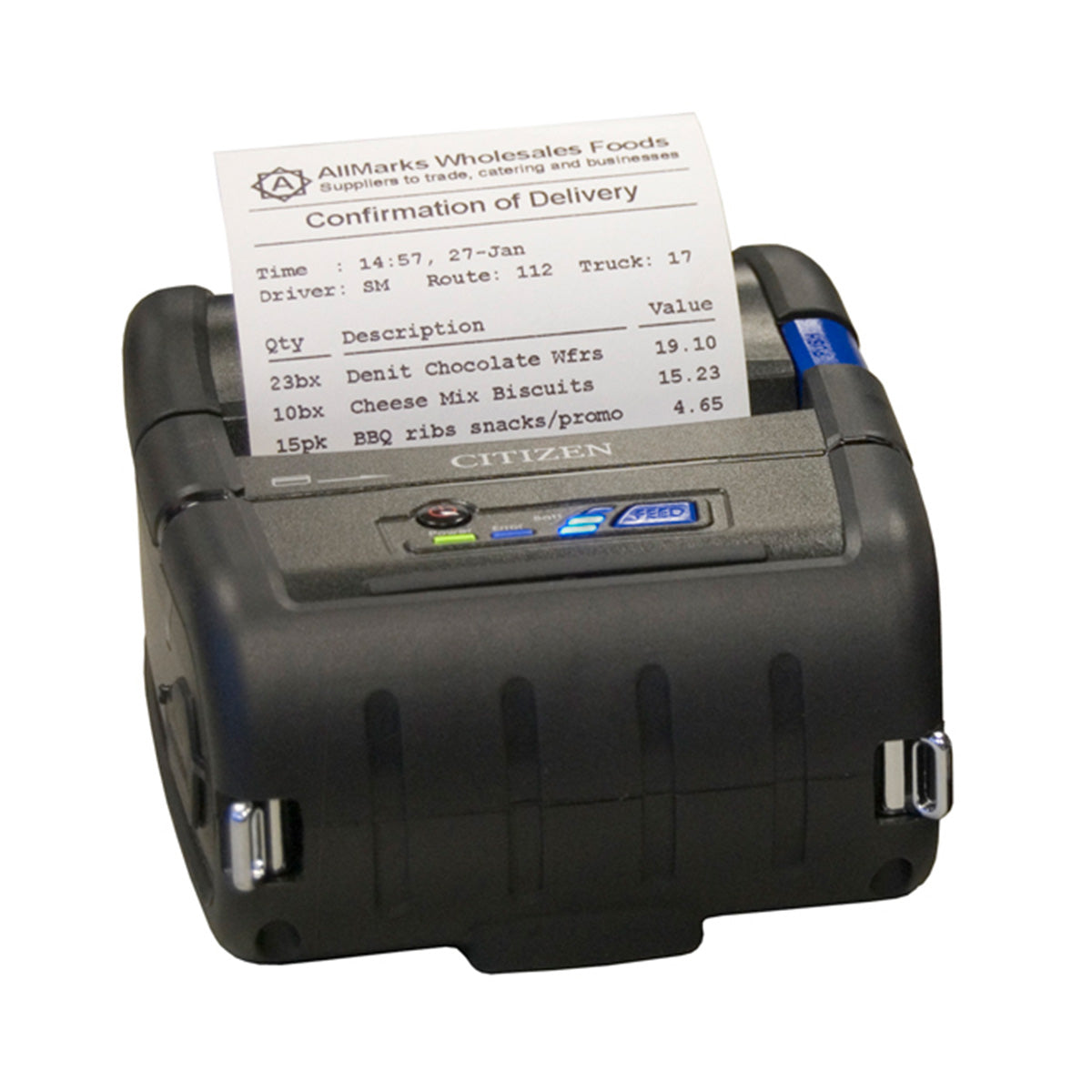Citizen CMP-30II 3-inch mobile receipt printer, Wi-Fi, black (CMP30IIWUXCX) – printing a delivery note