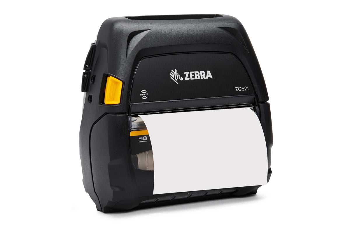 Zebra ZQ521 RFID mobile receipt and label printer, black, Wi-Fi + Bluetooth (ZQ52-BUW030E-00) – printing an RFID label