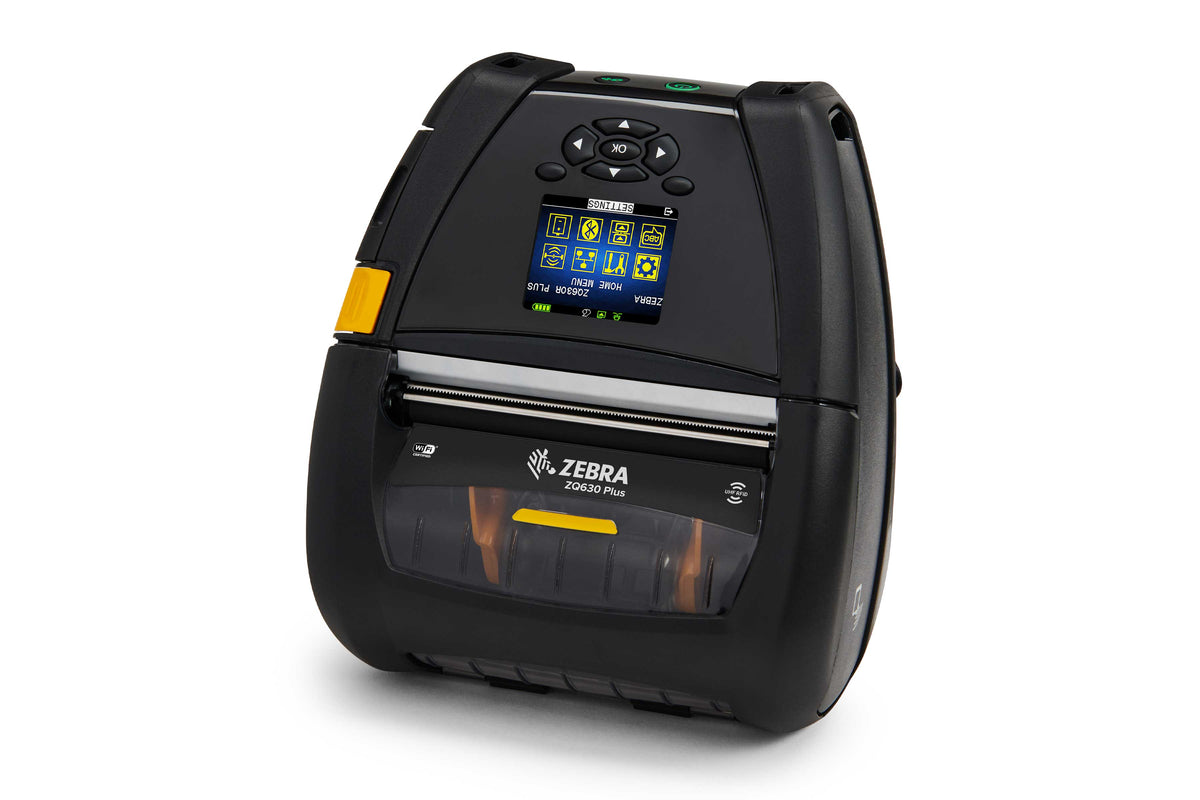 Zebra ZQ630 Plus RFID mobile receipt and label printer, black, Wi-Fi 6 + Bluetooth (ZQ63-RUXAE14-00) – 3/4 view