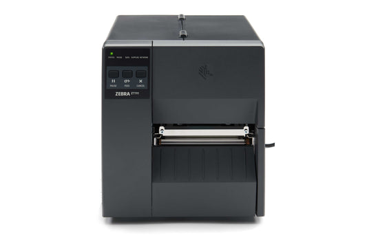 Zebra ZT111 industrial label printer, tear-off, 300 dpi, thermal transfer (ZT11143-T0E000FZ) – front view