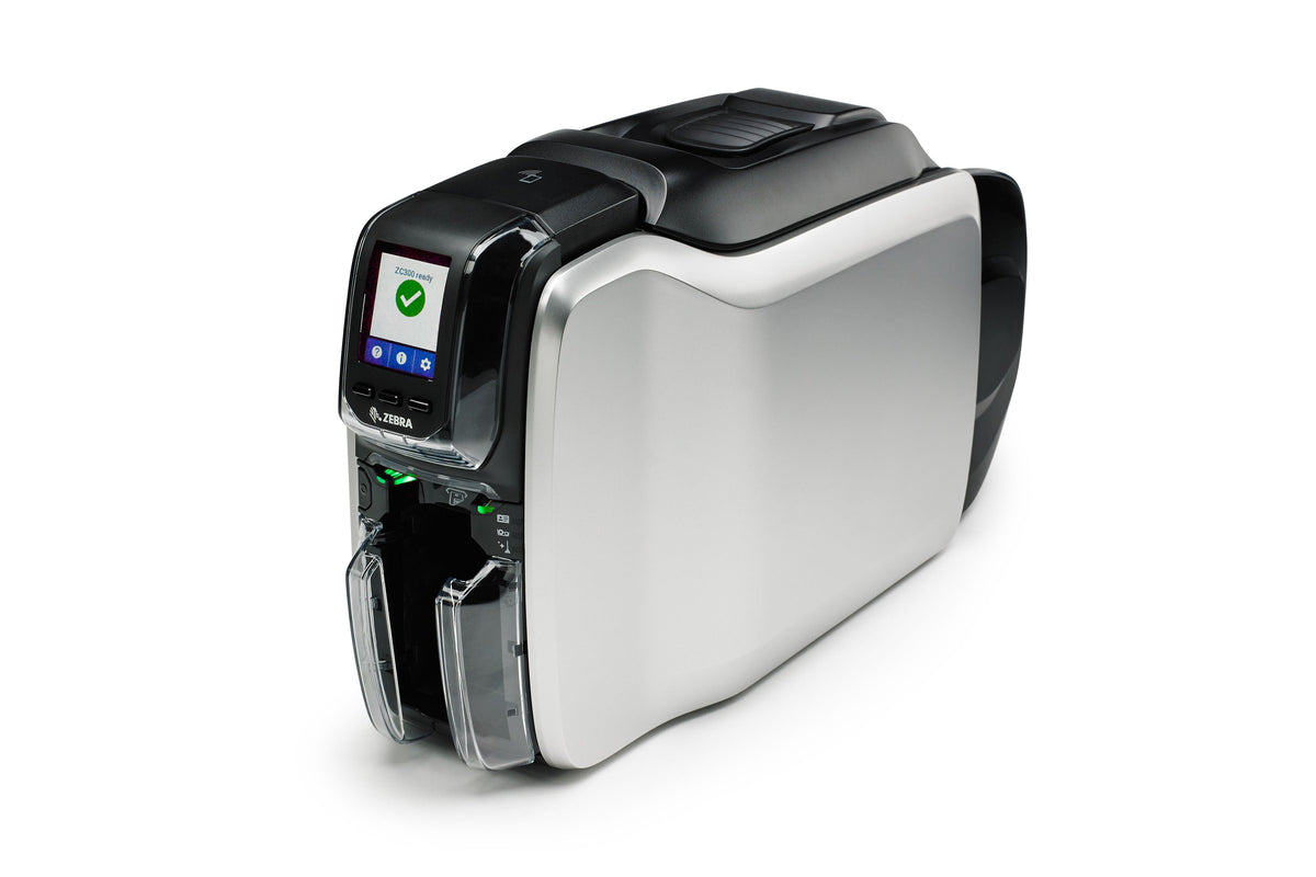 Zebra ZC300 plastic card printer, dual-sided (ZC32-000C000EM00) – left angled view