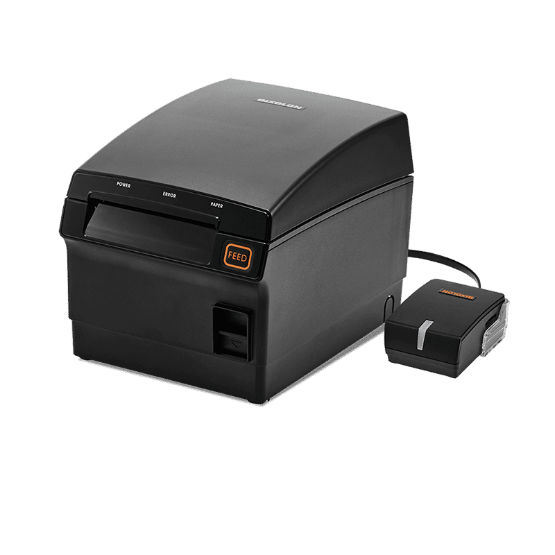 Bixolon SRP-F310II kitchen-proof thermal POS receipt printer, USB + Ethernet, black (SRP-F310IICOK/BEG) – 3/4 view