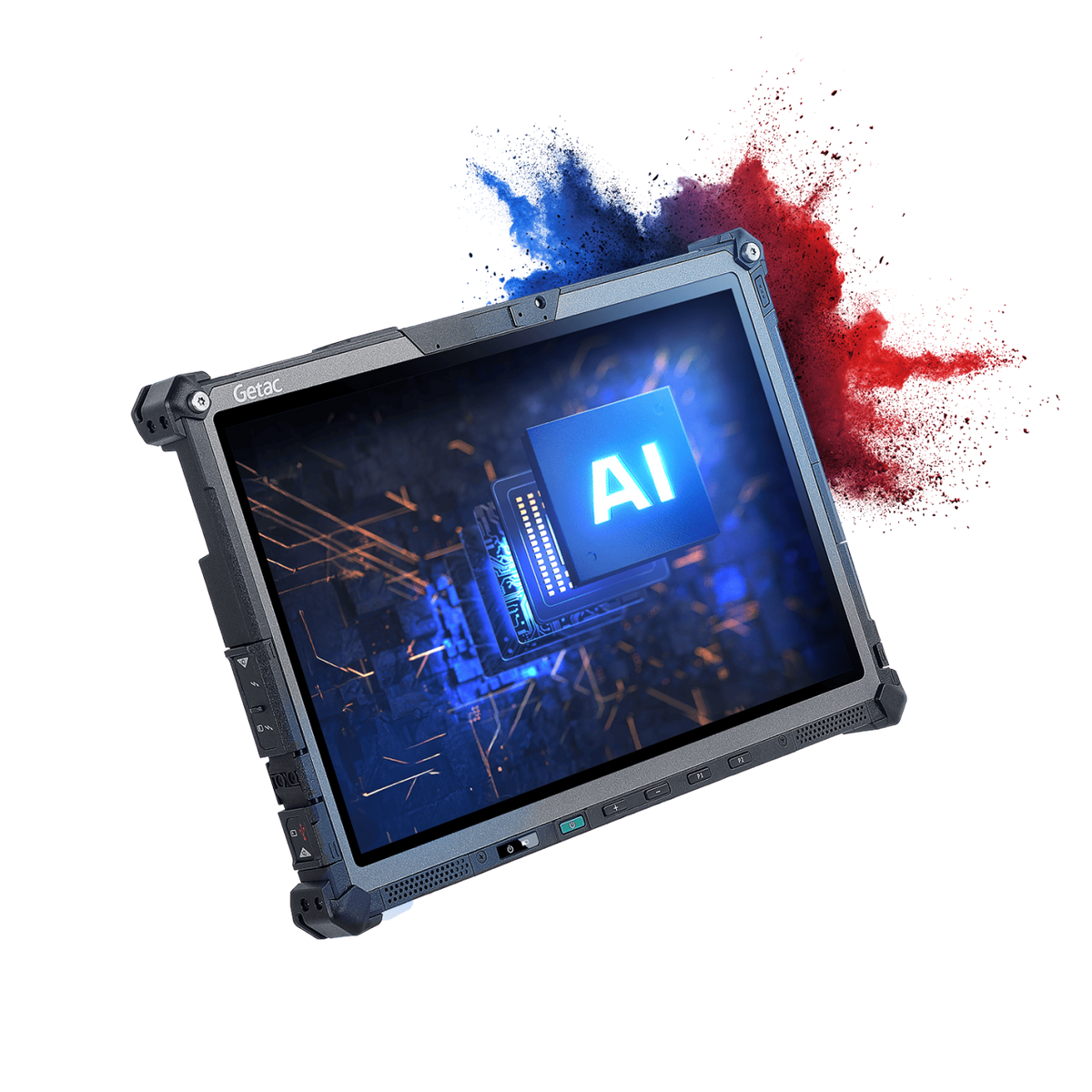 Getac F120 rugged 12-inch AI tablet, 5G (FW1764GI1BXX) – angled view