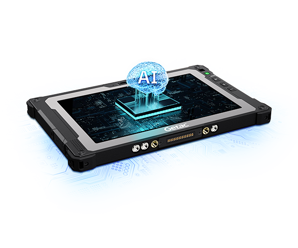 Getac ZX80 8" rugged Android tablet, without barcode scanner (Z8A7LXDX1KXX) – angled view