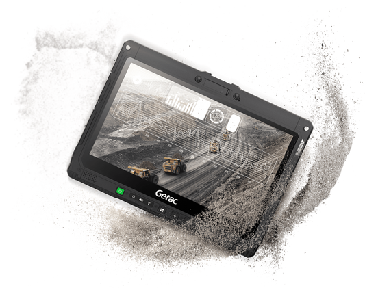 Getac K120 G3 12.5" rugged 2-in-1 tablet, high-capacity batteries (KTA264W8XKXX) – angled front view