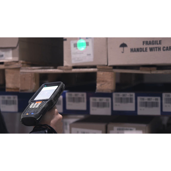 Datalogic Skorpio X5 rugged Android mobile computer, handheld, 28-key numeric keypad, 1D imager (943500001) – in use in warehouse